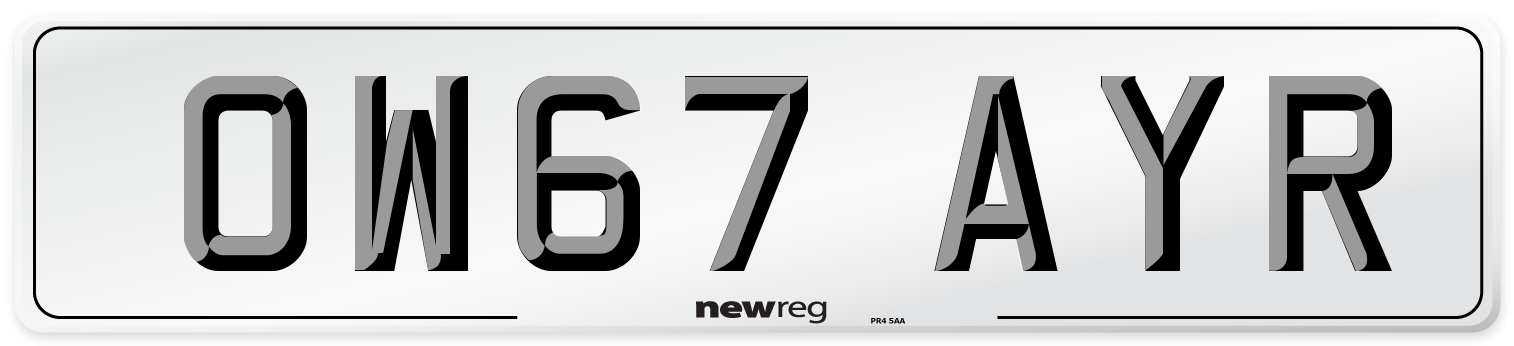 OW67 AYR Number Plate from New Reg